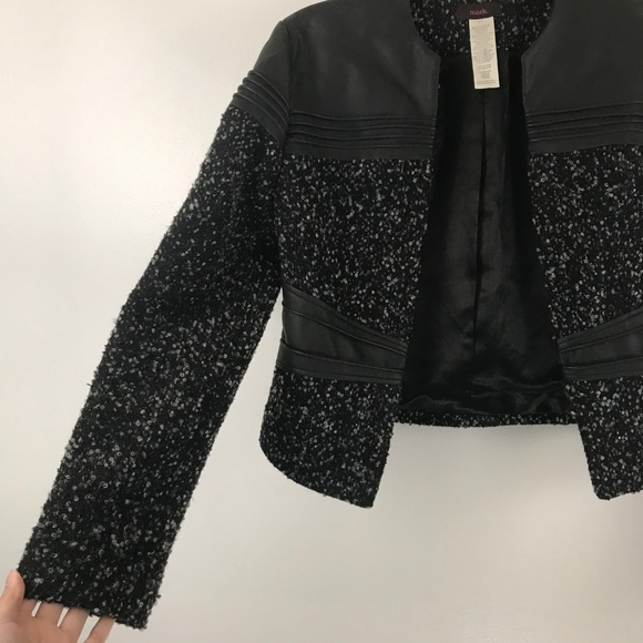 mark. Faux Leather and Tweed Black Jacket S - Picture 3 of 7
